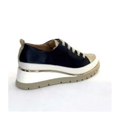 Sport Chic|Baskets<XSA Baskets Légère Compensées 9620 Cuir Marine Doré Bleu