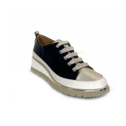 Sport Chic|Baskets<XSA Baskets Légère Compensées 9620 Cuir Marine Doré Bleu