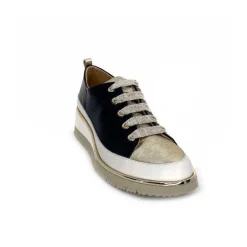 Sport Chic|Baskets<XSA Baskets Légère Compensées 9620 Cuir Marine Doré Bleu