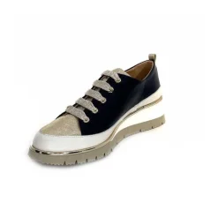 Sport Chic|Baskets<XSA Baskets Légère Compensées 9620 Cuir Marine Doré Bleu