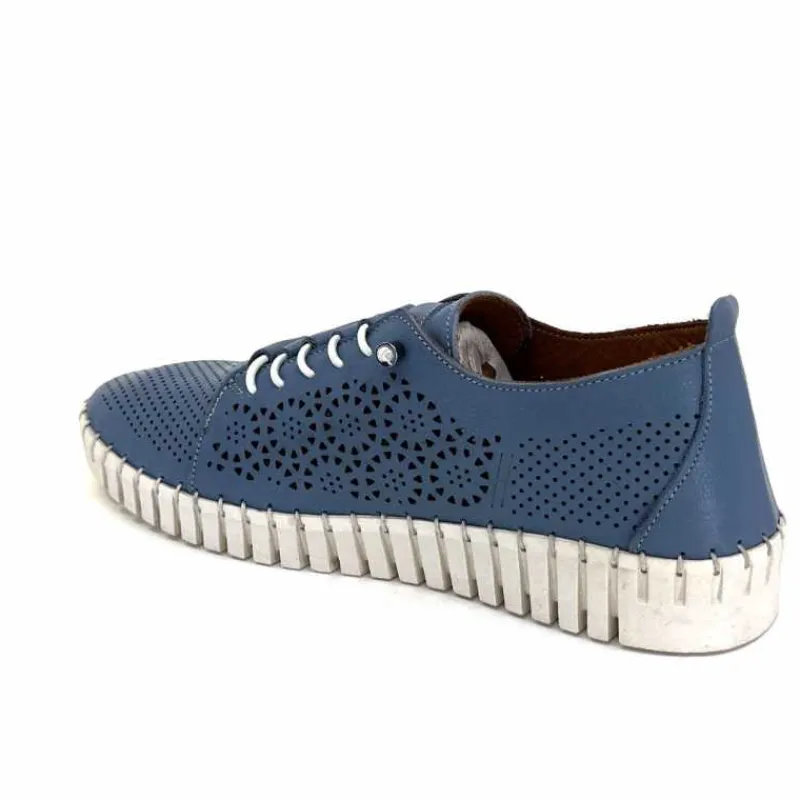 Vacances|Sport Chic<384-ivoire Baskets Légère Ivoire Hy2020 Cuir Bleu