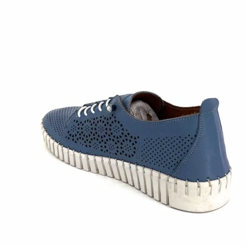 Vacances|Sport Chic<384-ivoire Baskets Légère Ivoire Hy2020 Cuir Bleu