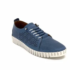 Vacances|Sport Chic<384-ivoire Baskets Légère Ivoire Hy2020 Cuir Bleu