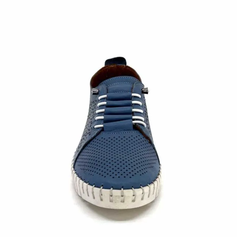 Vacances|Sport Chic<384-ivoire Baskets Légère Ivoire Hy2020 Cuir Bleu