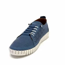 Vacances|Sport Chic<384-ivoire Baskets Légère Ivoire Hy2020 Cuir Bleu