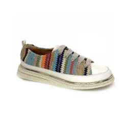 Sport Chic|Baskets<XSA Baskets Légère 8010 Cuir Beige Rafia Multicolore