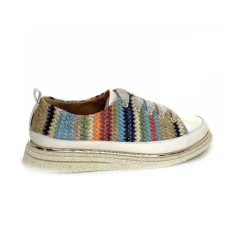 Sport Chic|Baskets<XSA Baskets Légère 8010 Cuir Beige Rafia Multicolore