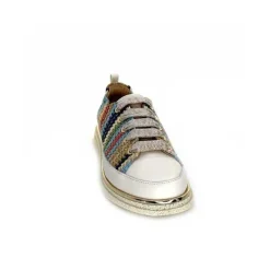 Sport Chic|Baskets<XSA Baskets Légère 8010 Cuir Beige Rafia Multicolore