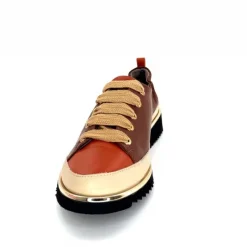 Sport Chic|Baskets<XSA Baskets Légère 8010 Poseidon Cuir Beige &amp; Rouille Marron