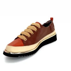 Sport Chic|Baskets<XSA Baskets Légère 8010 Poseidon Cuir Beige &amp; Rouille Marron