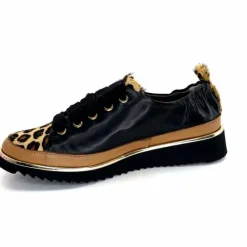 Sport Chic|Animalier<XSA Baskets Légère 8010 Poseidon Léo Cuir Marron &amp; Noir