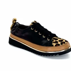 Sport Chic|Animalier<XSA Baskets Légère 8010 Poseidon Léo Cuir Marron &amp; Noir