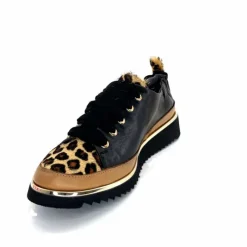Sport Chic|Animalier<XSA Baskets Légère 8010 Poseidon Léo Cuir Marron &amp; Noir