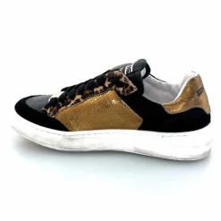 Teenager|Baskets<Méliné Baskets Pad 57 Cuir Doré Daim Léopard Noir