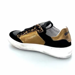 Teenager|Baskets<Méliné Baskets Pad 57 Cuir Doré Daim Léopard Noir