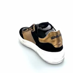 Teenager|Baskets<Méliné Baskets Pad 57 Cuir Doré Daim Léopard Noir