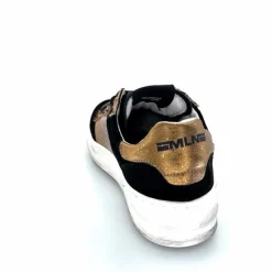 Teenager|Baskets<Méliné Baskets Pad 57 Cuir Doré Daim Léopard Noir