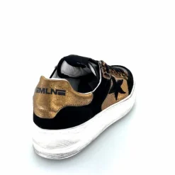 Teenager|Baskets<Méliné Baskets Pad 57 Cuir Doré Daim Léopard Noir