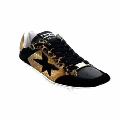 Teenager|Baskets<Méliné Baskets Pad 57 Cuir Doré Daim Léopard Noir