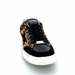 Teenager|Baskets<Méliné Baskets Pad 57 Cuir Doré Daim Léopard Noir