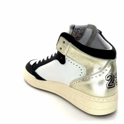 Teenager|Baskets<Semerdjian Baskets Montante SMR23 Braga A557 Cuir Noir Or Blanc