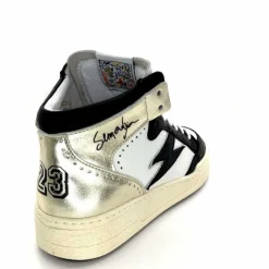 Teenager|Baskets<Semerdjian Baskets Montante SMR23 Braga A557 Cuir Noir Or Blanc
