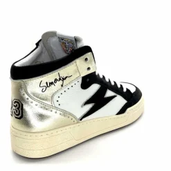 Teenager|Baskets<Semerdjian Baskets Montante SMR23 Braga A557 Cuir Noir Or Blanc