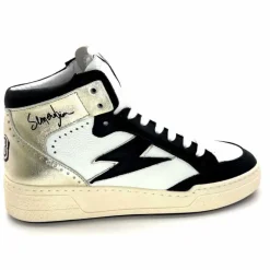 Teenager|Baskets<Semerdjian Baskets Montante SMR23 Braga A557 Cuir Noir Or Blanc