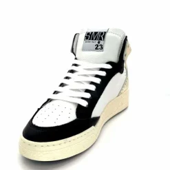 Teenager|Baskets<Semerdjian Baskets Montante SMR23 Braga A557 Cuir Noir Or Blanc