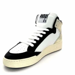 Teenager|Baskets<Semerdjian Baskets Montante SMR23 Braga A557 Cuir Noir Or Blanc