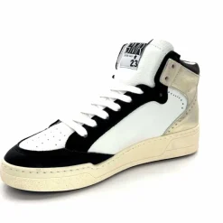 Teenager|Baskets<Semerdjian Baskets Montante SMR23 Braga A557 Cuir Noir Or Blanc