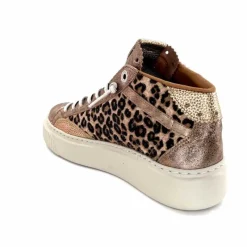 Teenager|Animalier<cetti Baskets Montantes C1352 Sra Cuir Léo &amp; Métal Léopard
