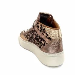 Teenager|Animalier<cetti Baskets Montantes C1352 Sra Cuir Léo &amp; Métal Léopard