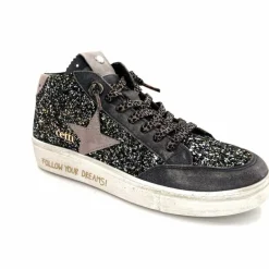 Fantaisie|Baskets<cetti Baskets Montantes C1333 Sra Cuir Gris Paillette GrisFoncé