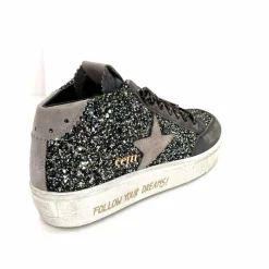 Fantaisie|Baskets<cetti Baskets Montantes C1333 Sra Cuir Gris Paillette GrisFoncé