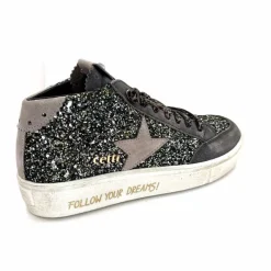 Fantaisie|Baskets<cetti Baskets Montantes C1333 Sra Cuir Gris Paillette GrisFoncé