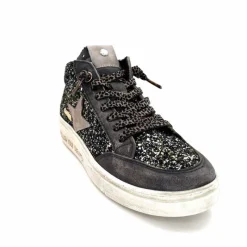 Fantaisie|Baskets<cetti Baskets Montantes C1333 Sra Cuir Gris Paillette GrisFoncé