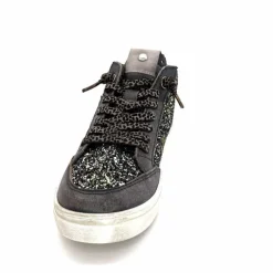 Fantaisie|Baskets<cetti Baskets Montantes C1333 Sra Cuir Gris Paillette GrisFoncé