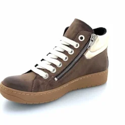 Basic|Baskets<Chacal Baskets Montantes Fermeture Éclair 6954 Cuir Taupe Doré Marron