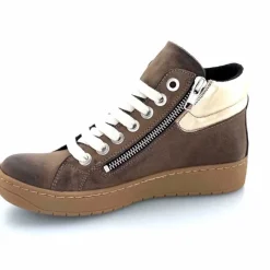 Basic|Baskets<Chacal Baskets Montantes Fermeture Éclair 6954 Cuir Taupe Doré Marron