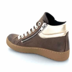 Basic|Baskets<Chacal Baskets Montantes Fermeture Éclair 6954 Cuir Taupe Doré Marron