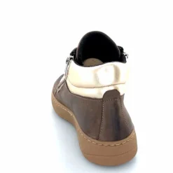 Basic|Baskets<Chacal Baskets Montantes Fermeture Éclair 6954 Cuir Taupe Doré Marron