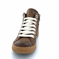 Basic|Baskets<Chacal Baskets Montantes Fermeture Éclair 6954 Cuir Taupe Doré Marron