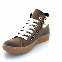 Basic|Baskets<Chacal Baskets Montantes Fermeture Éclair 6954 Cuir Taupe Doré Marron