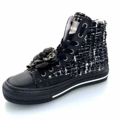 Teenager|Bijoux<Méliné Baskets Montantes He 202 Textile Blanc Bijoux Noir