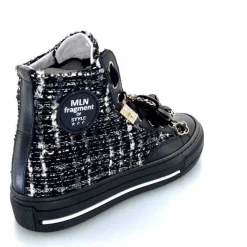 Teenager|Bijoux<Méliné Baskets Montantes He 202 Textile Blanc Bijoux Noir