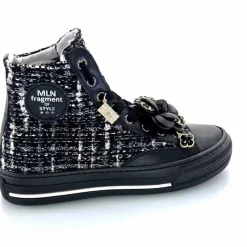 Teenager|Bijoux<Méliné Baskets Montantes He 202 Textile Blanc Bijoux Noir