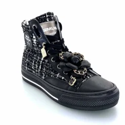 Teenager|Bijoux<Méliné Baskets Montantes He 202 Textile Blanc Bijoux Noir