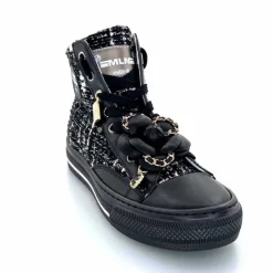 Teenager|Bijoux<Méliné Baskets Montantes He 202 Textile Blanc Bijoux Noir