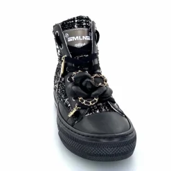 Teenager|Bijoux<Méliné Baskets Montantes He 202 Textile Blanc Bijoux Noir